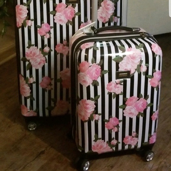 Betsey Johnson Floral Stripe Luggage 20" ONLY - Picture 8 of 8